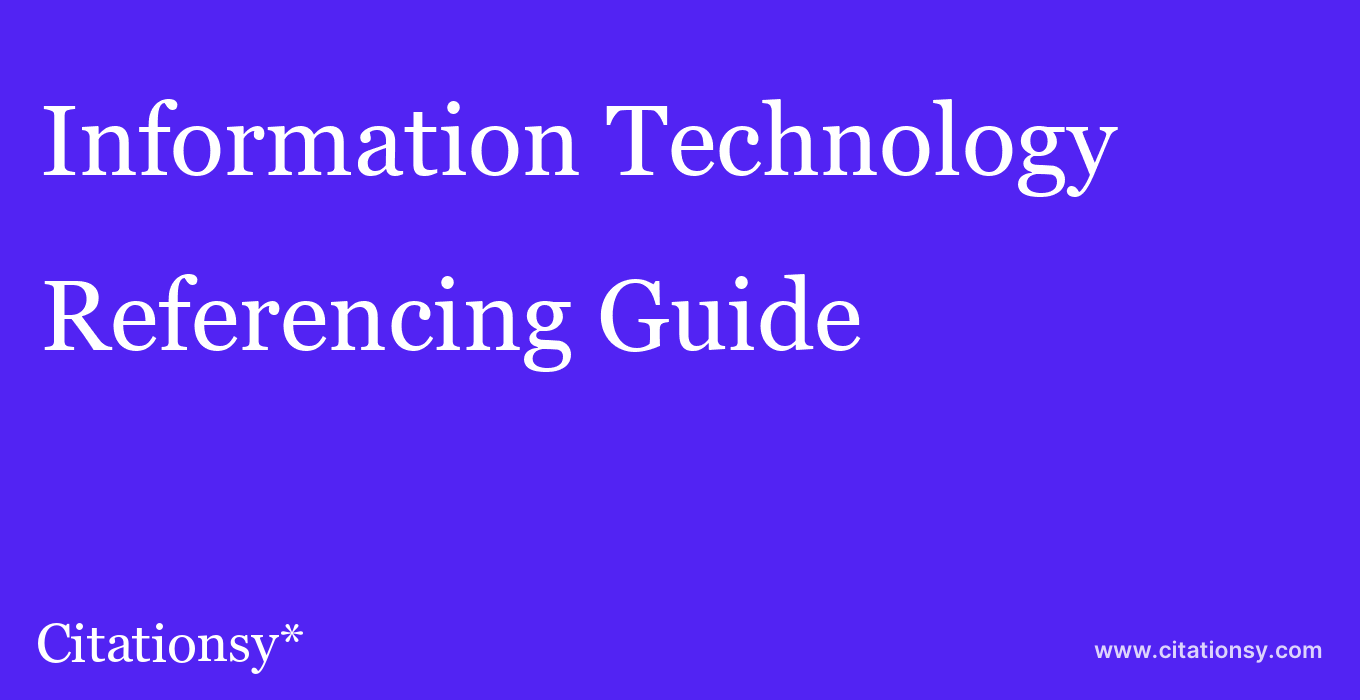 cite Information Technology & Tourism  — Referencing Guide
